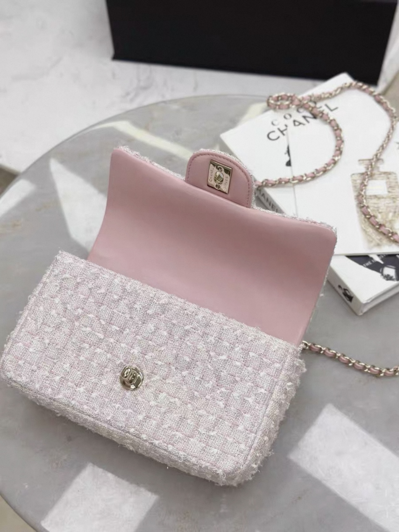 CHANEL Woolen Fabric handle bag