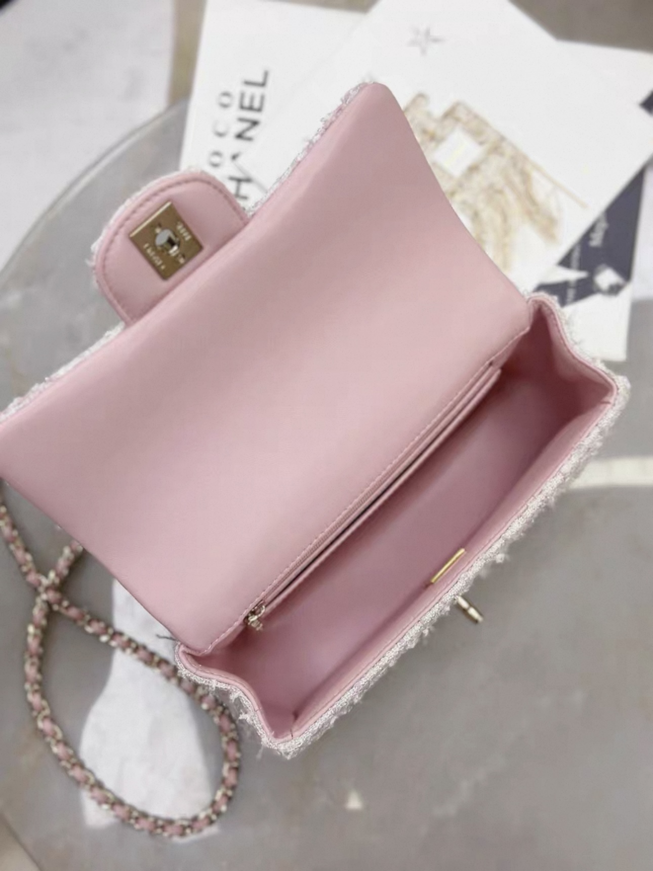 CHANEL Woolen Fabric handle bag