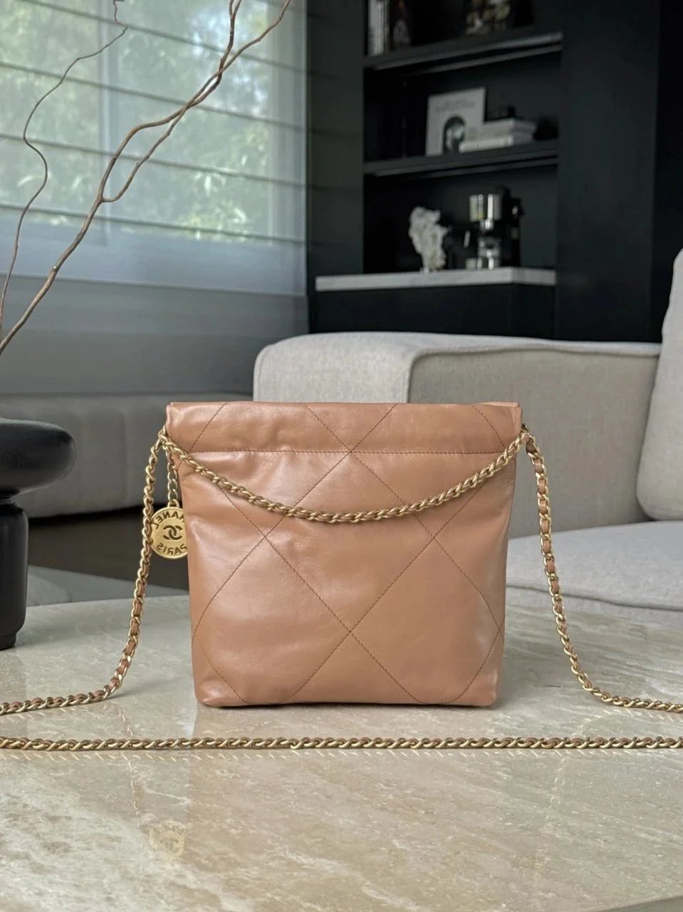 CHANEL Shiny Calfskin Quilted Mini 22