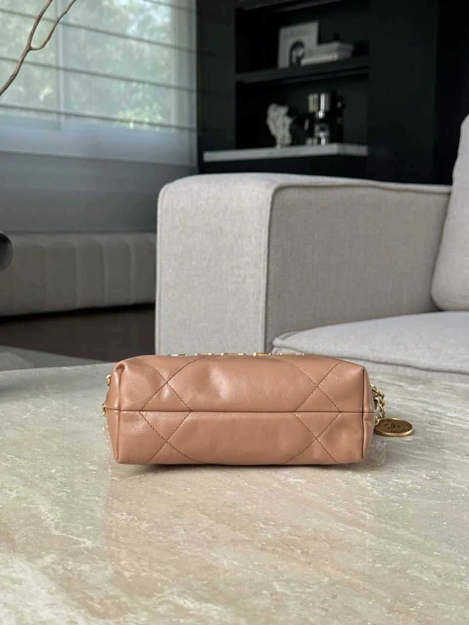 CHANEL Shiny Calfskin Quilted Mini 22