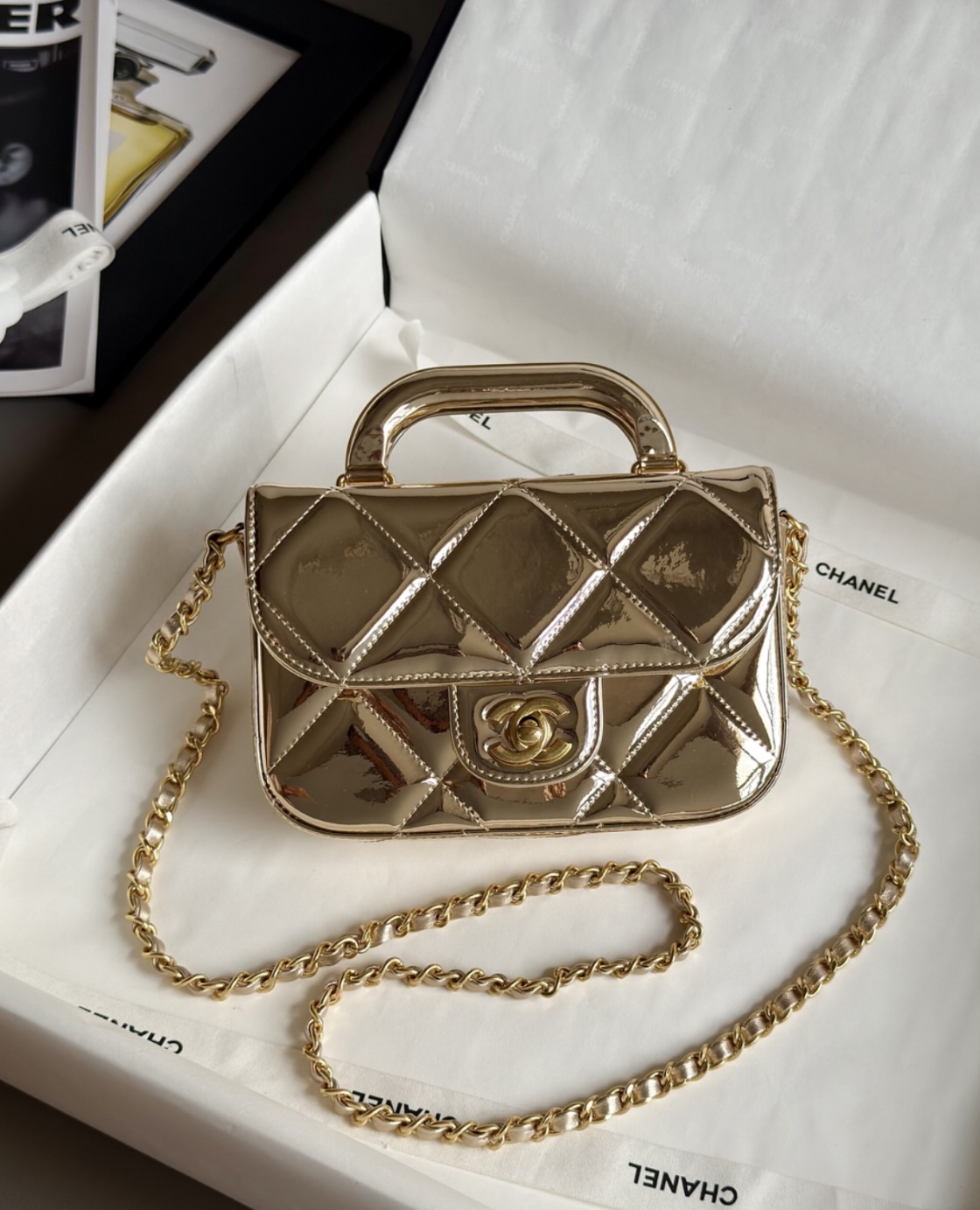 CHANEL Clutch with Chain Mirror Calfskin