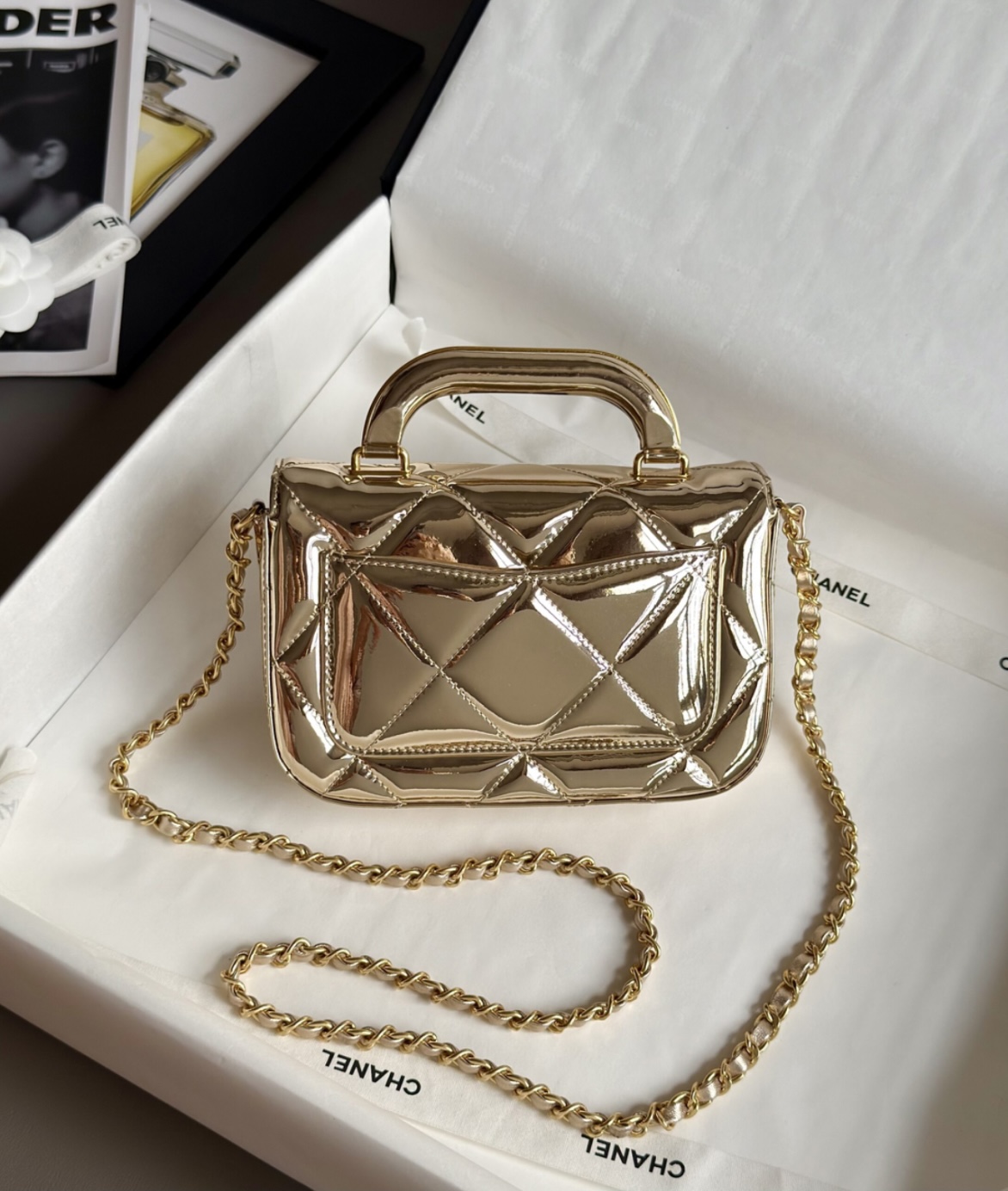 CHANEL Clutch with Chain Mirror Calfskin