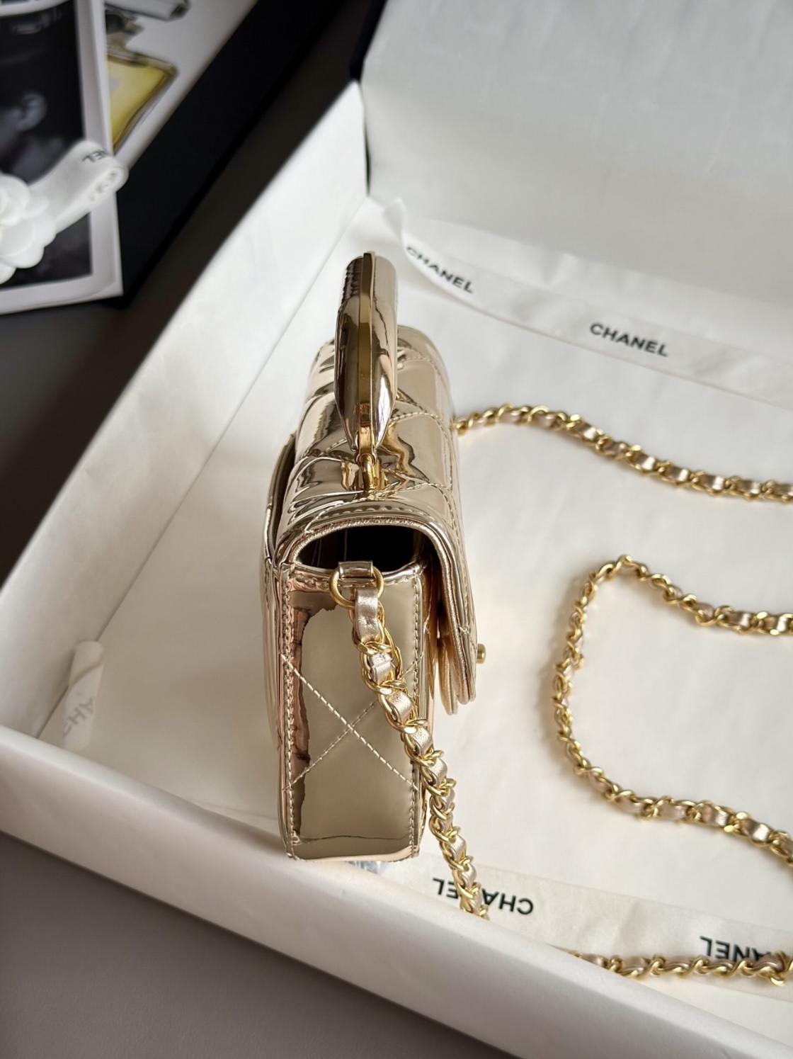 CHANEL Clutch with Chain Mirror Calfskin