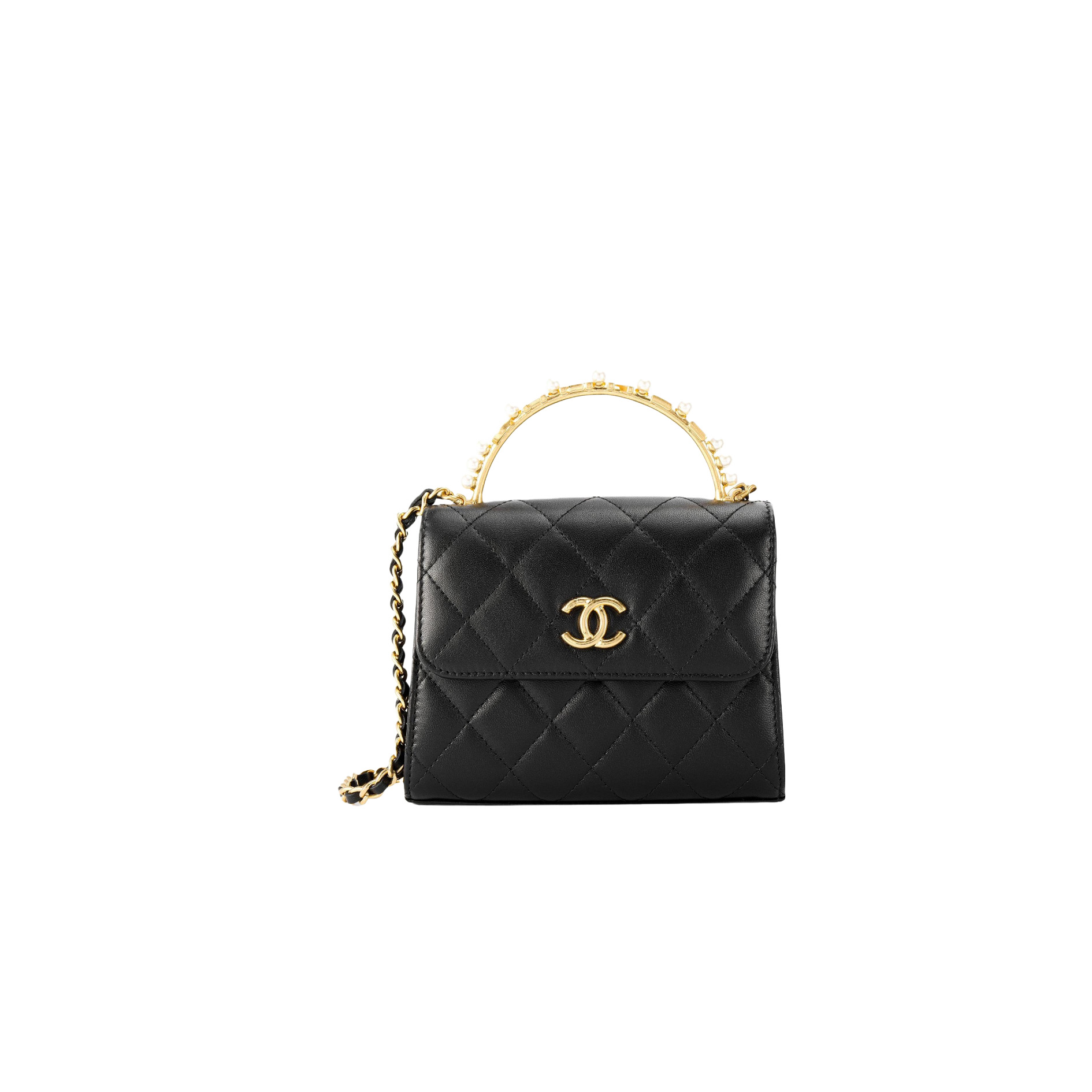 CHANEL 23B Kelly Bag Pearl Handle Quilted Lambskin